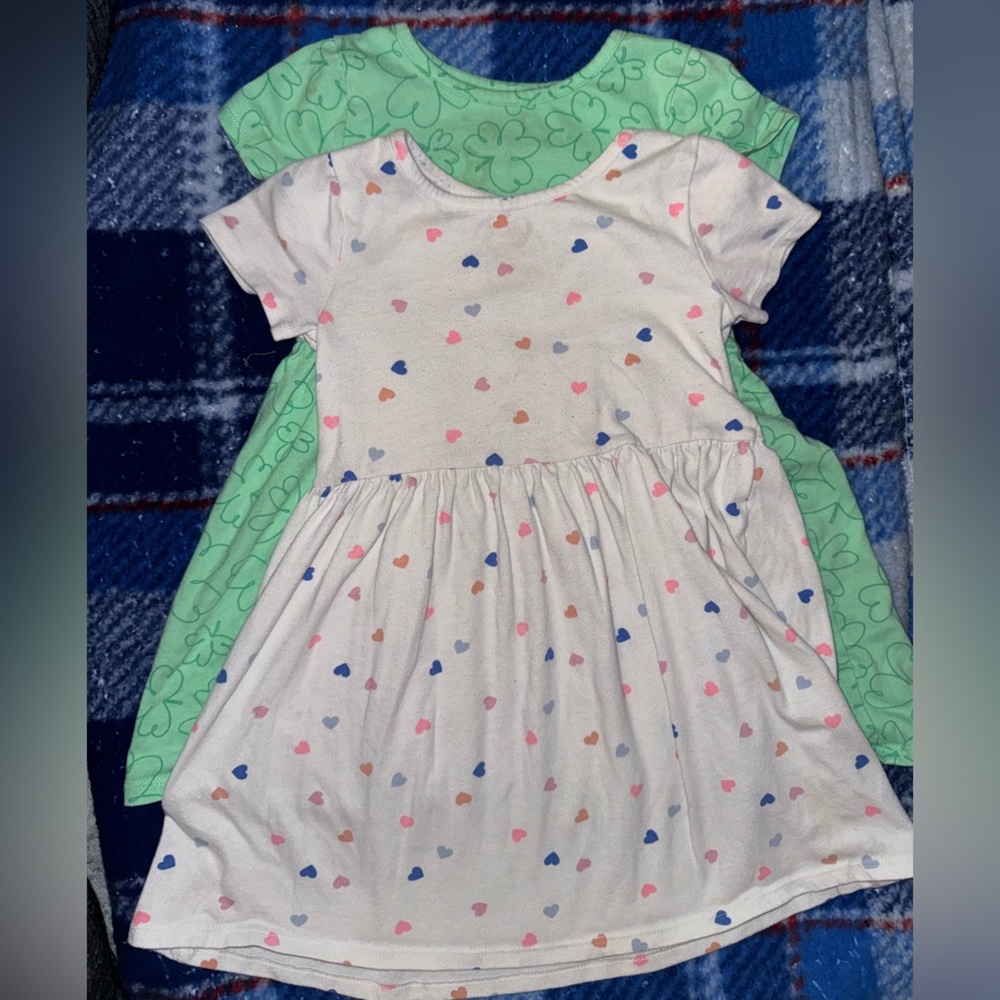 2/$10- 2 pack Cat & Jack White and Green Kids Dresses